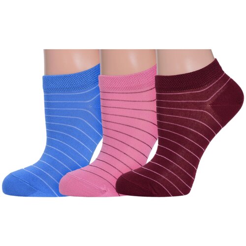 Комплект из 3 пар женских носков Grinston socks (PINGONS) из микромодала микс 2, размер 25