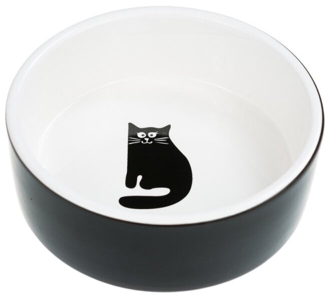 Petmax Миска для кошек 12,5см черная керамика