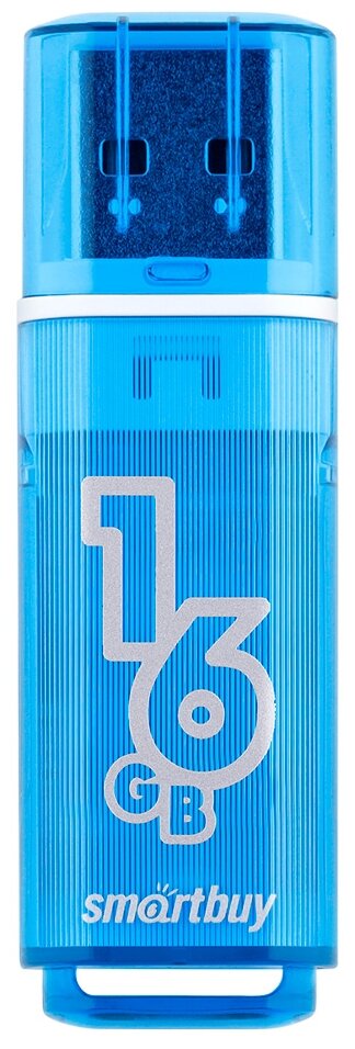 Память Smart Buy "Glossy" 16GB, USB 2.0 Flash Drive, голубой