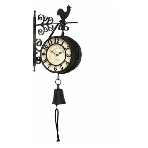 фото Садовые часы двухсторонние с колокольчиком диаметр 20 см диорит xxi