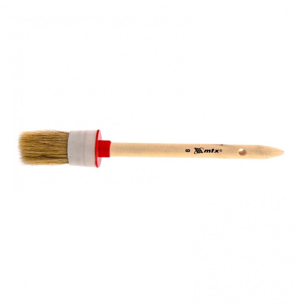 Кисть круглая MTX № 8 (35 мм) натуральная щетина, деревянная ручка 82078