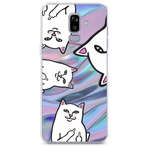 фото Силиконовый чехол "кот с факами на шелке" на samsung galaxy j8 / самсунг галакси джей 8 case place