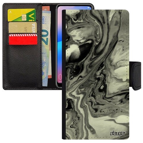 фото Защитный чехол книжка для телефона // xiaomi redmi 6a // "волны" фон краски, utaupia, оранжевый