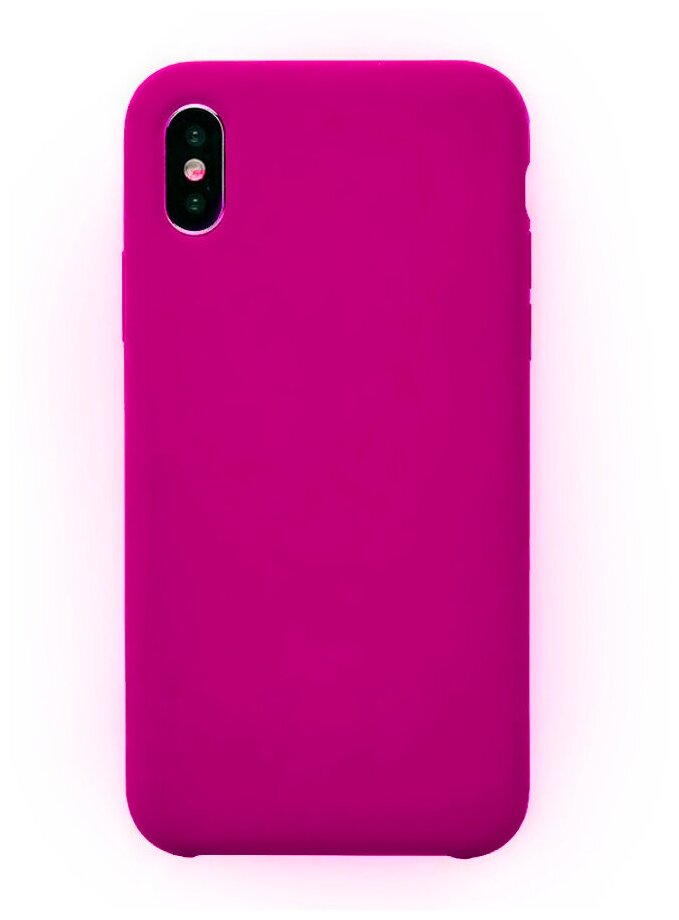 Силиконовая накладка без логотипа (Silicone Case) для Apple iPhone X/XS малиновый