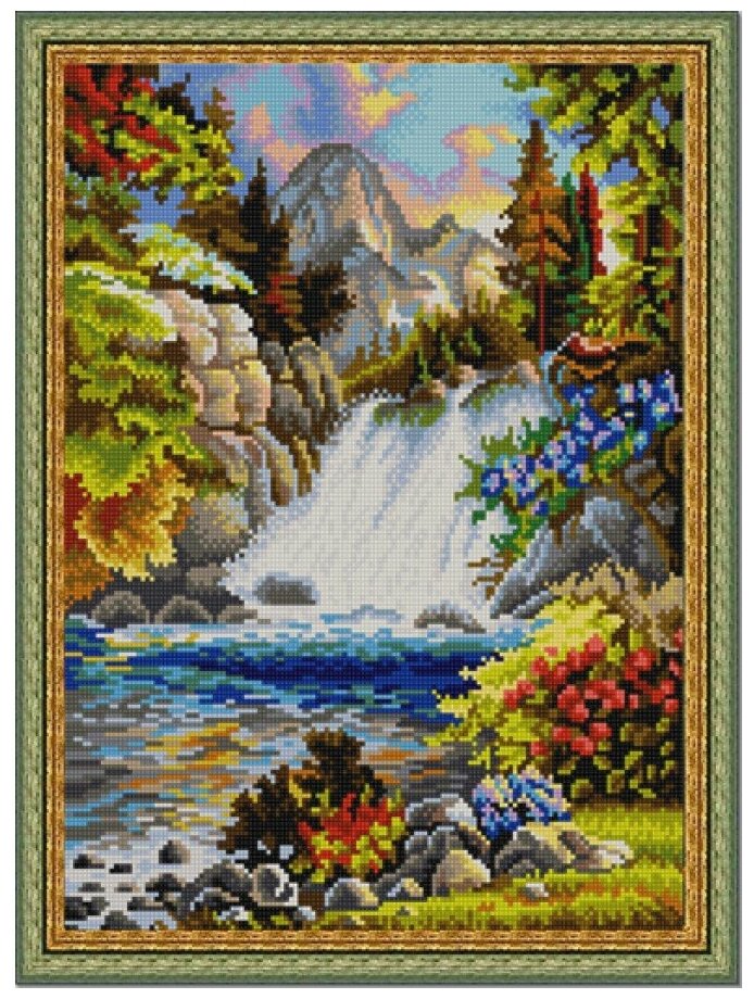 Рисунок на ткани Конёк (бисер), У водопада, 29*39 см (9905)