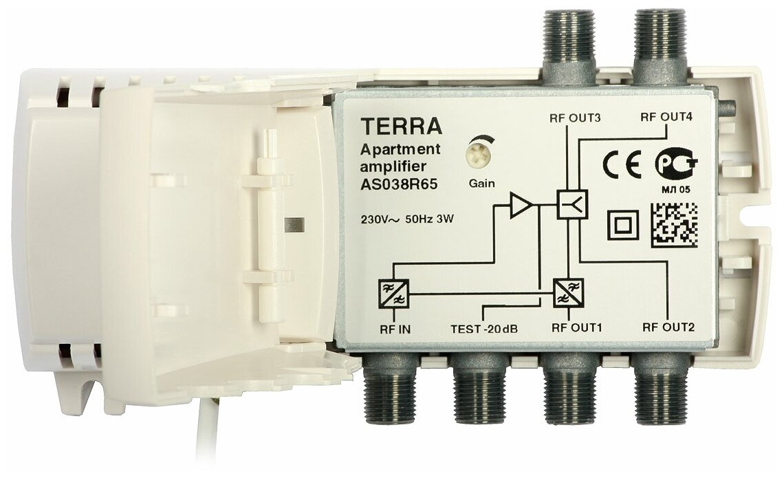 Усилитель Terra AS038 DVB-T2, 20Дб, 4 выхода