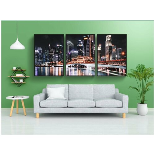 фото Набор модулных постеров для интерьера "архитектуры, мост, здания" 60x90 см. в тубусе, без рамки lotsprints