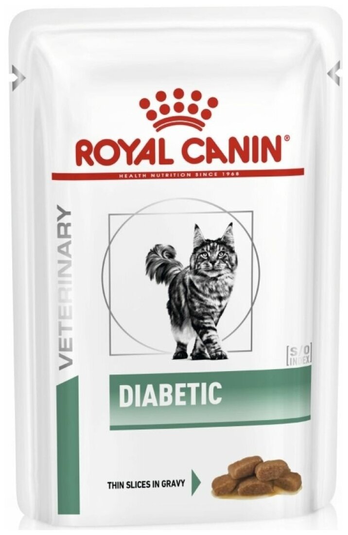 Влажный корм для кошек Royal Canin Diabetic, при сахарном диабете, профилактика избыточного веса 12 шт. х 85 г (кусочки в соусе) - фотография № 5