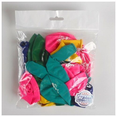 фото Шар воздушный "с днём рождения", пони, 12", набор 25 шт. страна карнавалия