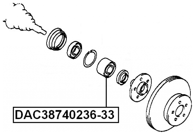 Подшипник ступичный передний Febest DAC38740236-33