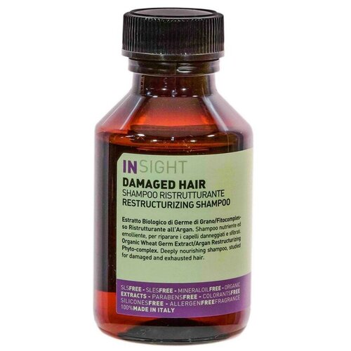 Шампунь для волос Insight Damaged Hair Restructurizing Shampoo восстанавливающий, 100 мл insight шампунь damaged hair restructurizing восстанавливающий для поврежденных волос 900 мл