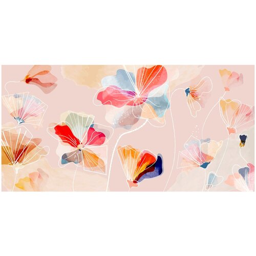 Фотообои Уютная стена Акварельные абстрактные ритмы цветов 540х270 см Бесшовные Премиум (единым полотном)