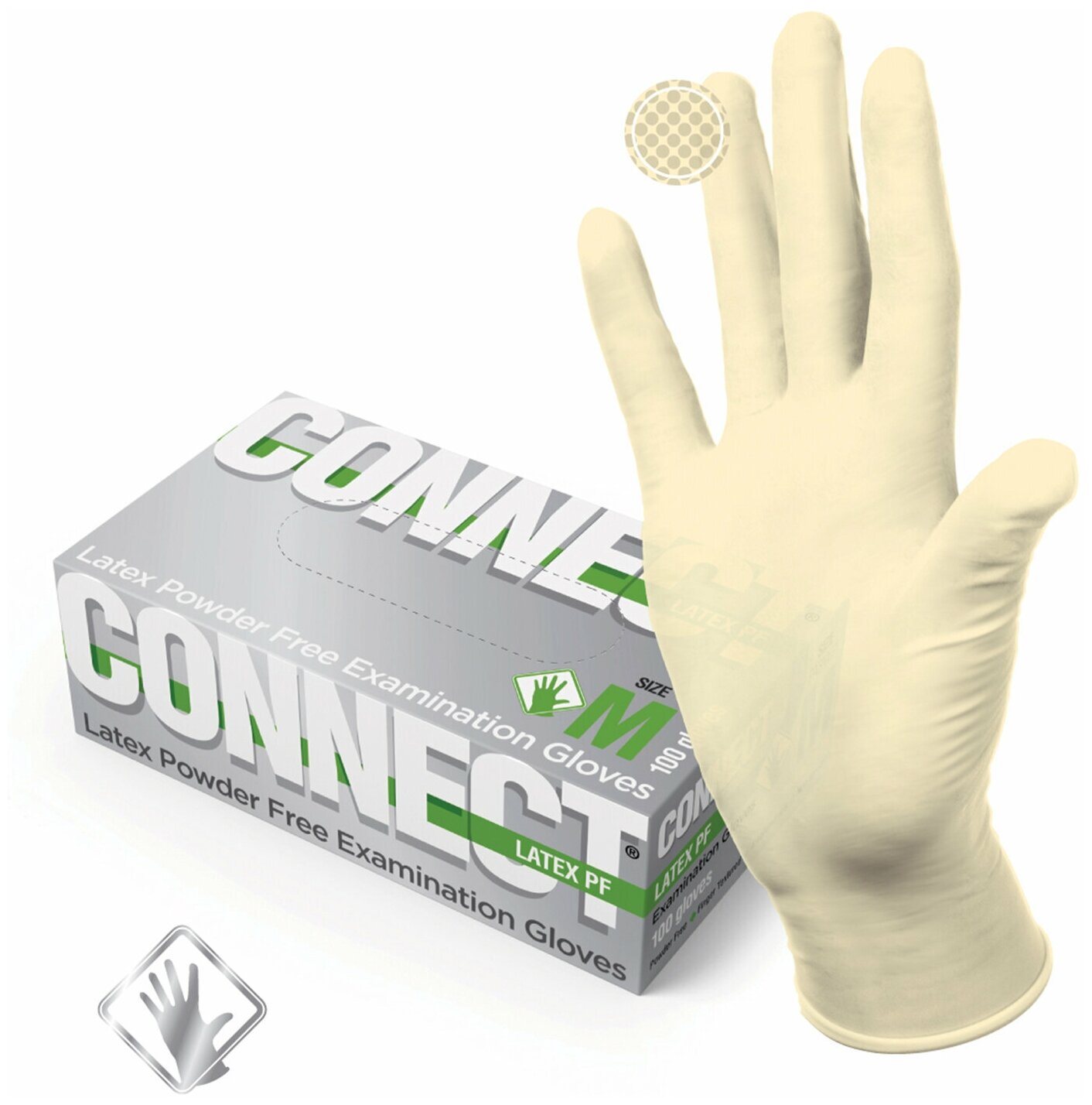 Перчатки смотровые латексные CONNECT 50 пар (100 штук) размер M (средний) -