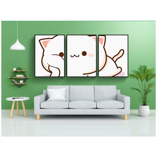 фото Набор модулных постеров для интерьера "кошка, домашний питомец, животное" 60x90 см. в тубусе, без рамки lotsprints