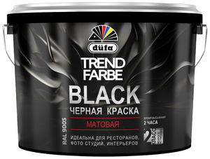 <b>Краска</b> акриловая Dufa Trend Farbe Black влагостойкая <b>моющаяся</b> матовая Готовая к применению дисперсио