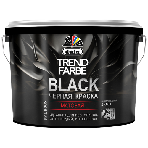 Краска акриловая Dufa Trend Farbe Black матовая чёрный RAL 9005 10 л 10 кг