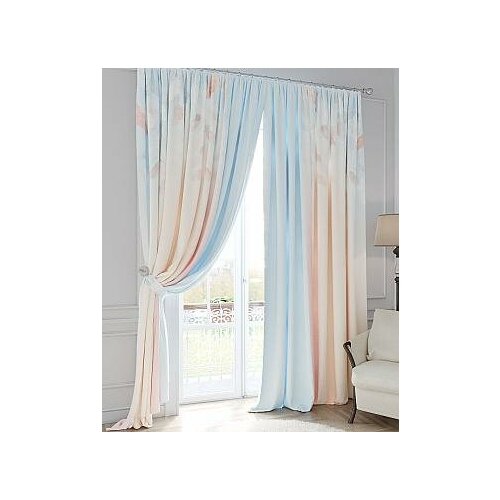 фото Комплект штор томдом ванрилс (бежево-голубой)