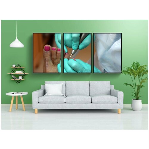 фото Набор модулных постеров для интерьера "педикюр, уход за ногами, оплачивать" 60x90 см. в тубусе, без рамки lotsprints