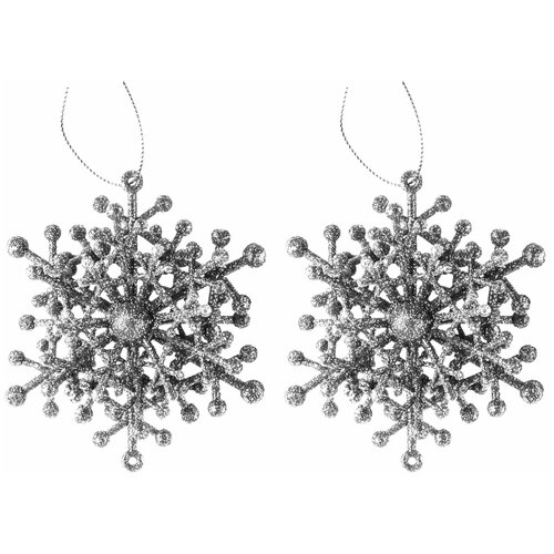 фото Декоративная подвеска todi "снежинка №7" пластик/набор из 2- х штук, цвет: серебро (10х10 см
