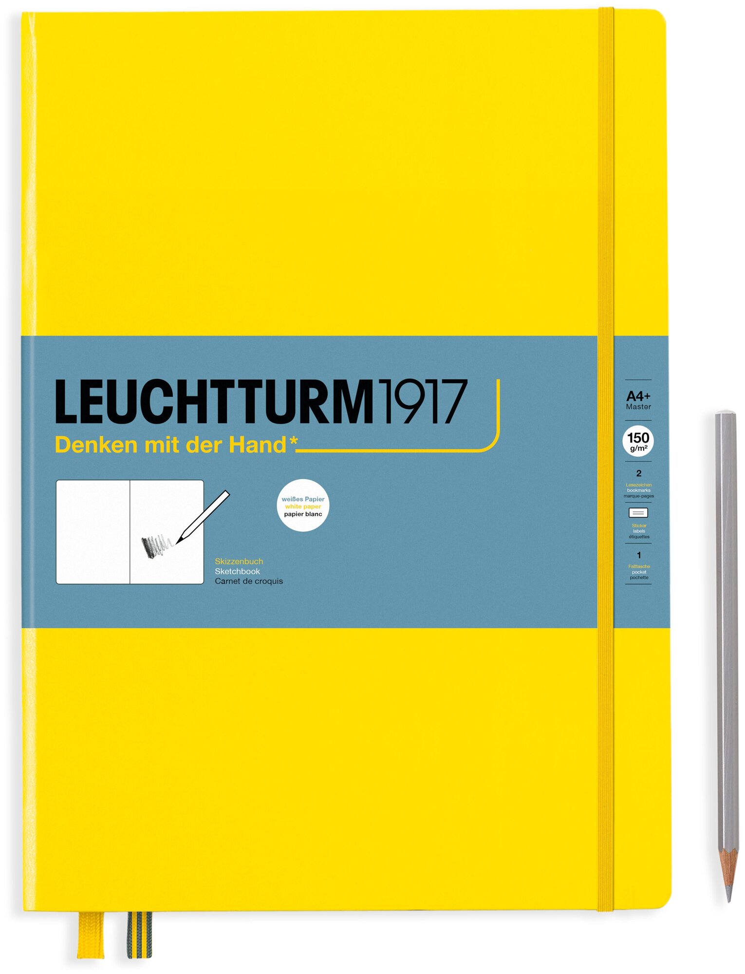 Скетчбук Leuchtturm Master A4+ 56л 150г/м2 твердая обложка Лимонный