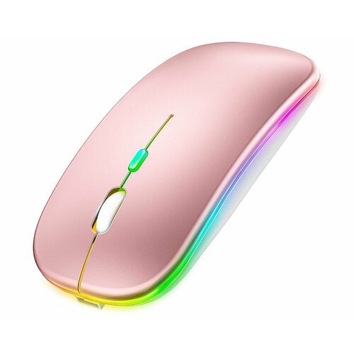 Беспроводная мышь с RGB подсветкой для компьютера ноутбука пк макбука Ультратонкая бесшумная мышка Bluetooth - Wireless 24 G Rose 599₽