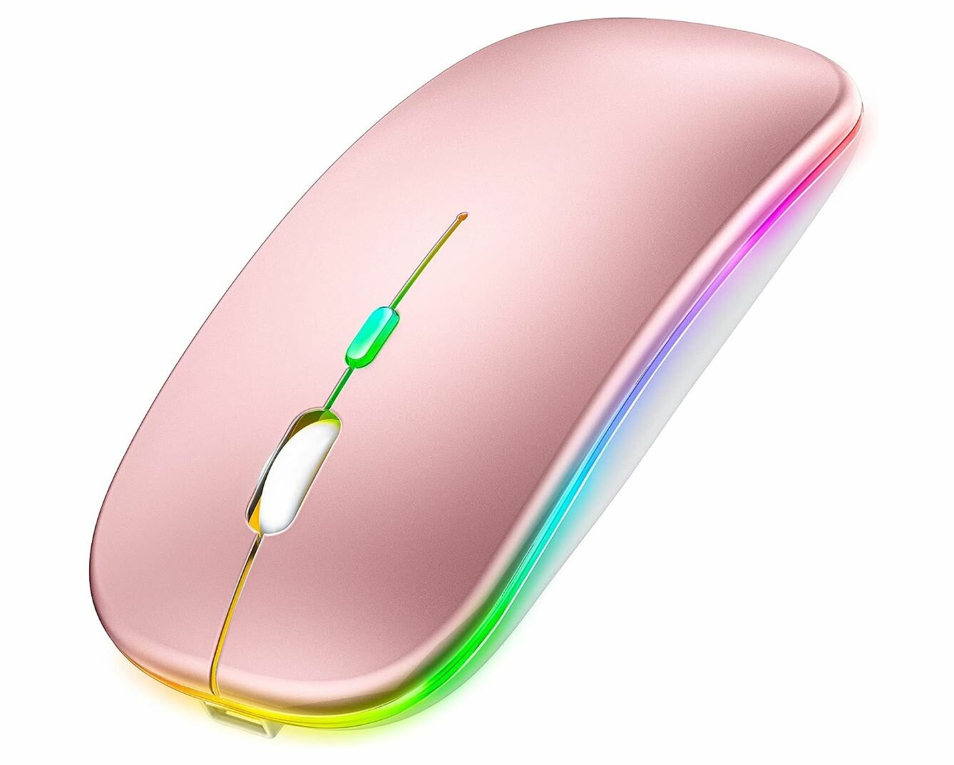 Беспроводная мышь с RGB подсветкой для компьютера, ноутбука, пк, макбука / Ультратонкая бесшумная мышка / Bluetooth - Wireless 2.4 G / Rose
