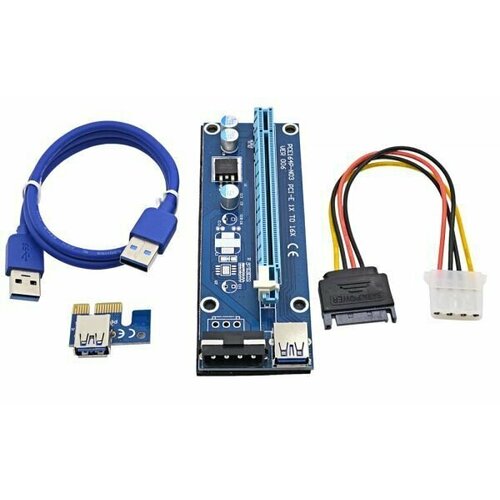 Райзер PCI-E 1x to 16x USB 3.0 riser, Molex-Sata 009s pci e riser board 1x 4x 8x 16x gpu extender riser card pci e usb 3 0 gpu adapter with 6pin interface