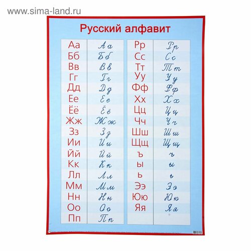 Плакат обучающий Русский алфавит, прописные и печатные буквы А2 мир открыток плакат обучающий русский алфавит прописные и печатные буквы а2