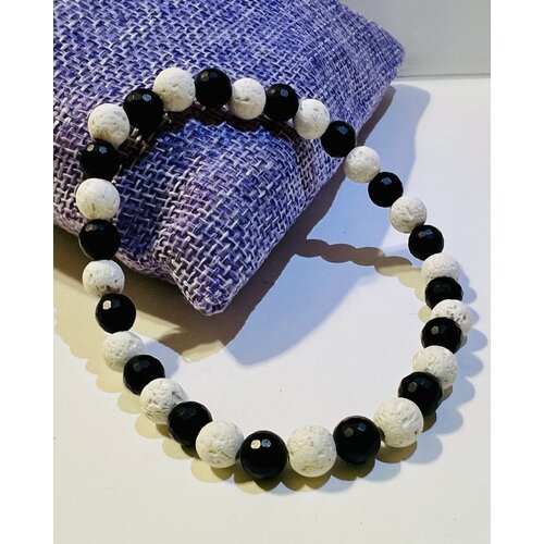 фото Браслет, вулканическая лава, размер one size, черный, белый реализациатор