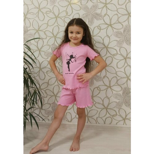 фото Пижама камелия, футболка, шорты, размер 110-56, розовый