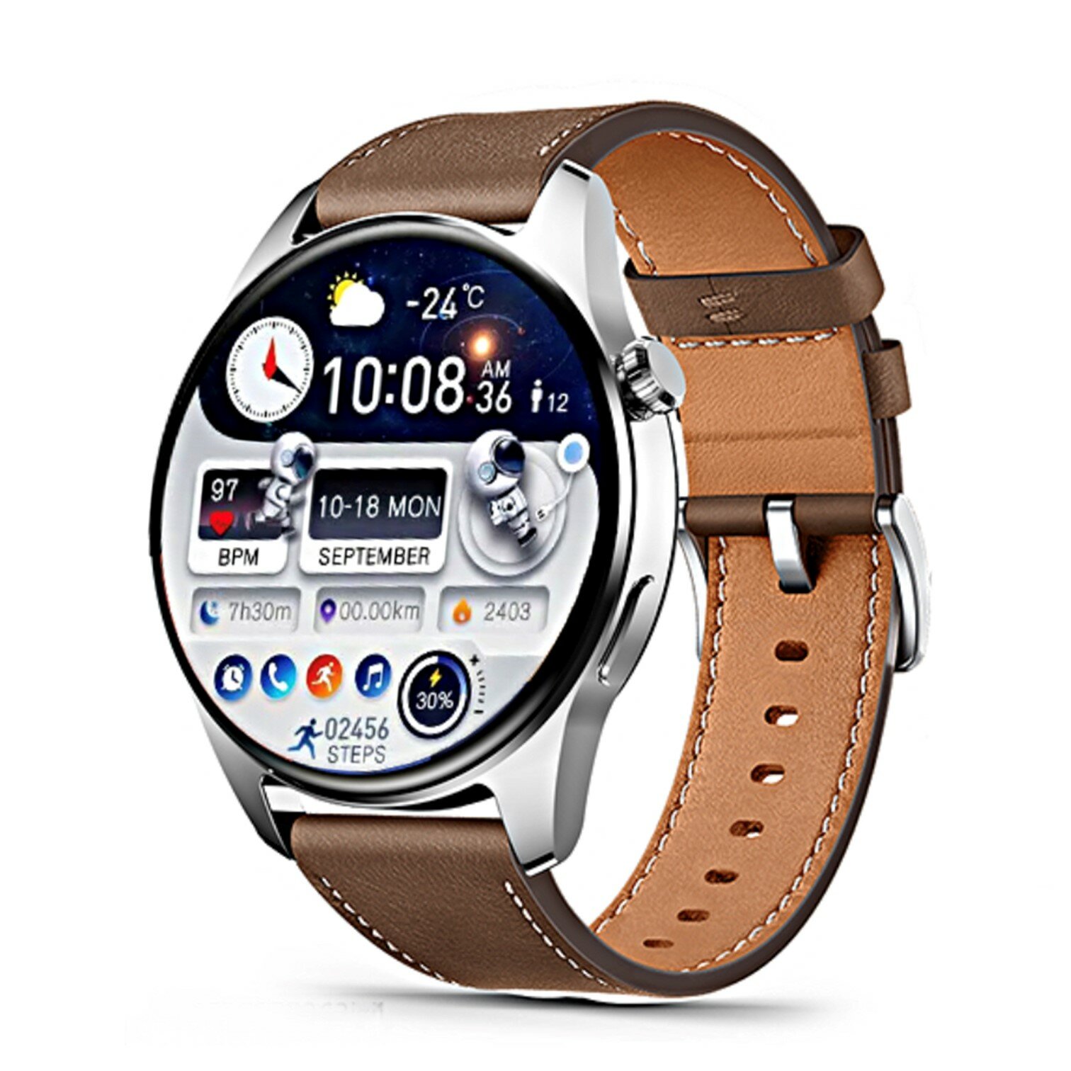 Смарт часы HK4 HERO AMOLED / Умные часы / звонки, уведомления, Bluetooth iOS Android серебристые
