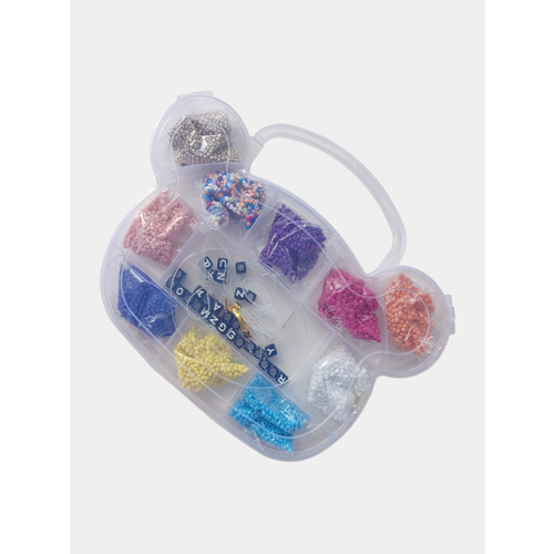 Набор бисера с буквами и леской в контейнере 10 цветов