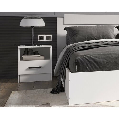 Тумба прикроватная столплит ЭКО с выдвижным ящиком и полкой ЛДСП Белый Гладкий 2330₽