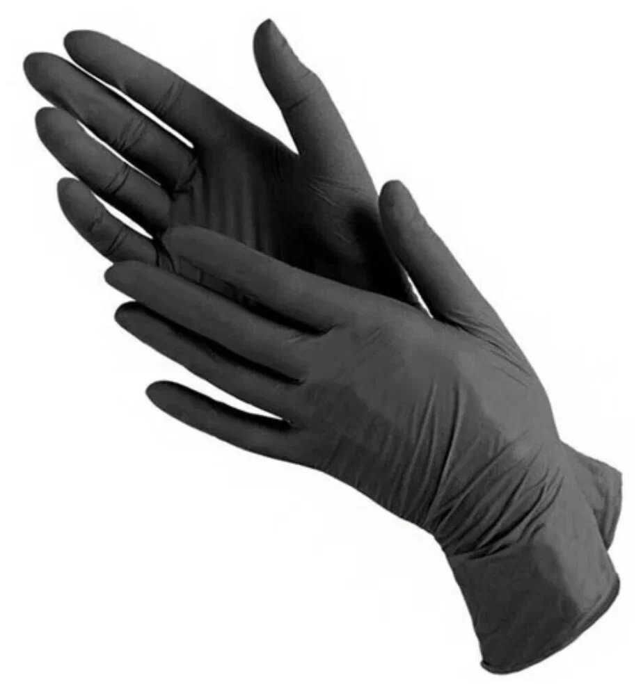 Перчатки Медицинские Нитриловые Benovy (Бинови), черные, размер L, 100 штук/50 пар, Неопудренные, Гипоаллергенные