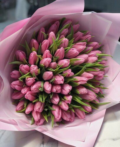 Изображение товара Тюльпаны / Тюльпан / Букет Тюльпанов / Тюльпаны Розовые Голландия 51 шт