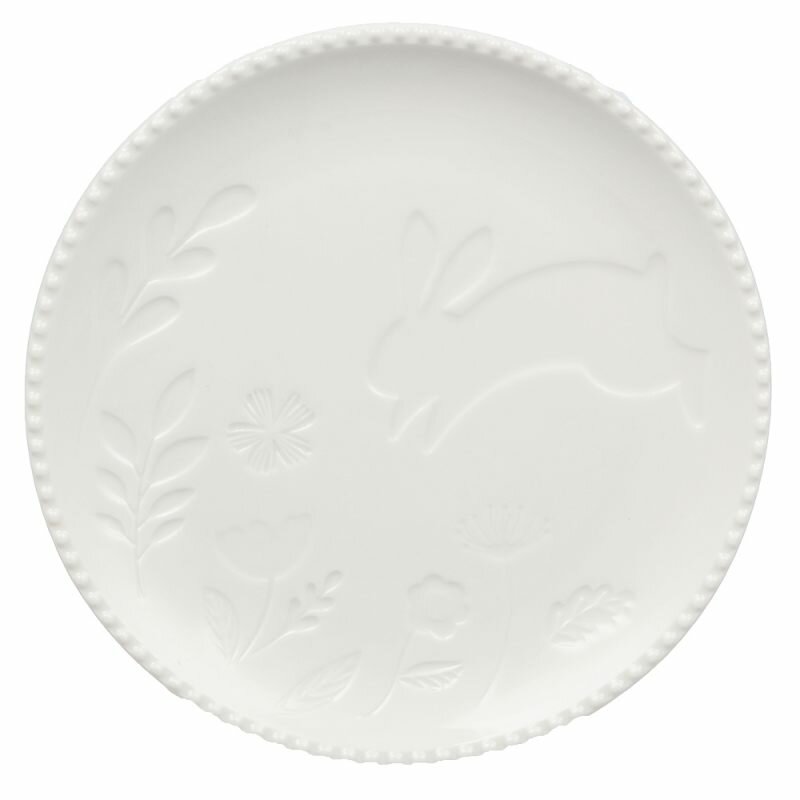 фото Тарелка закусочная "Funny Bunny" фарфоровая 16 см, тарелка с кроликом, круглая пасхальная тарелка