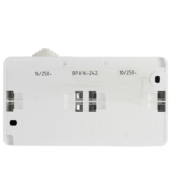 Этюд BPA16-242B Блок комбинированный горизонтальный (2 кл.+1 роз., 10+16 А, IP44, в сборе, открытая установка, з/к, шторки, крышка, белый) Schneider Electric - фото №19