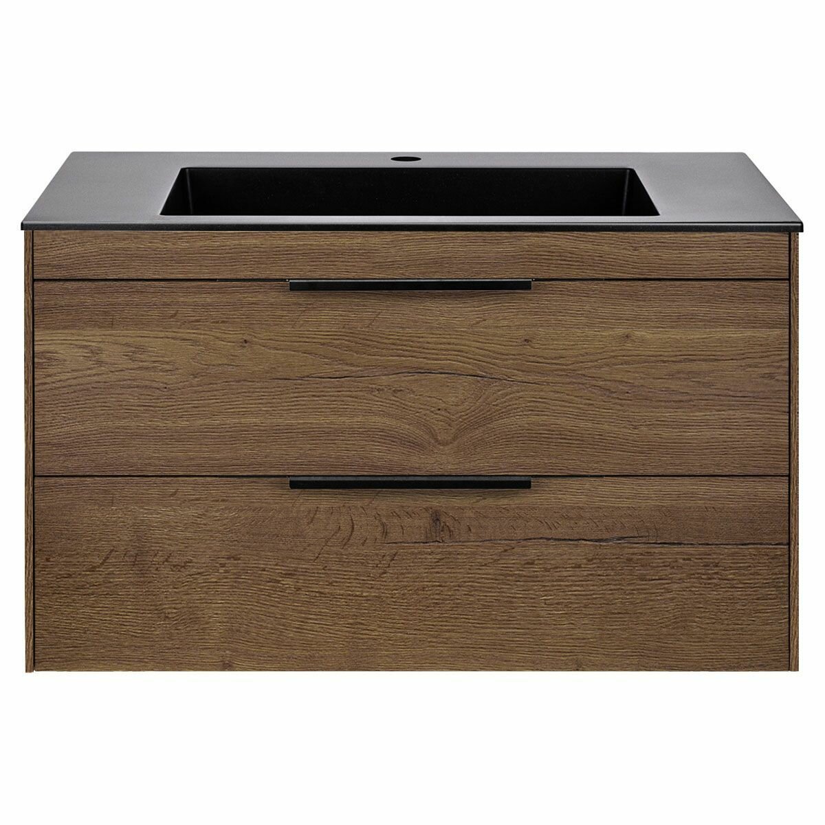 Тумба с раковиной из искусственного камня Vincea Chiara 2D 800 T.Oak, Black