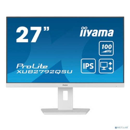 IIYAMA Монитор LCD IIYAMA 27 XUB2792QSU-W6 белый IPS 2560x1440 100Hz 250cd DVI HDMI DisplayPort USB MM HAS Pivot Белый 3406400₽