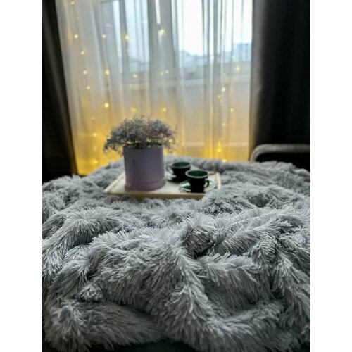 Теплый мягкий плед в сером цвете размер 220х240 см 1850₽