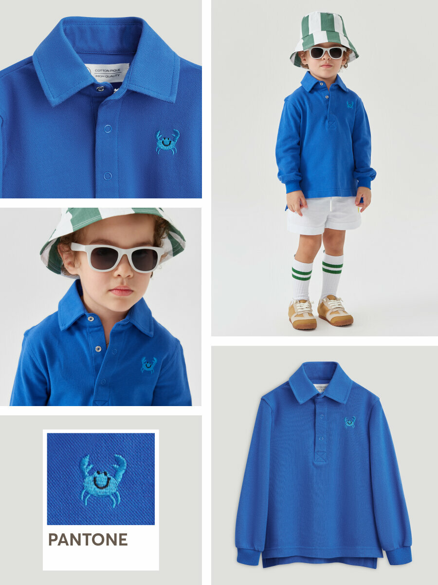88199, Детская рубашка от Happy Baby, для девочек и мальчиков, длинные рукава с манжетами, синий, размер