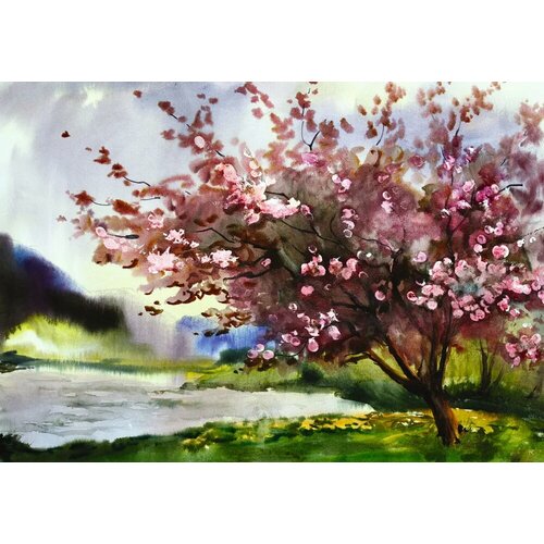 Фотообои Decocode флизелиновые 41-0122-PV Романтика акварелью 2,8*4 мелкая вертикальная фактура