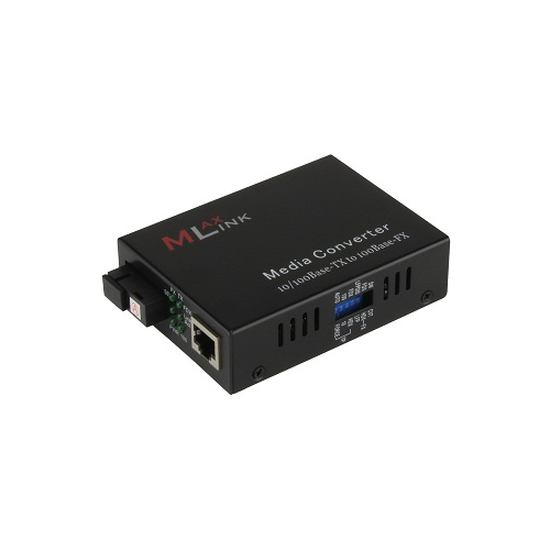 Медиаконвертер MlaxLink одноволоконный UTP/оптоволокно, 100Мбит/с, 20км, 1310/1550нм, RJ45/SC, LFP, DIP