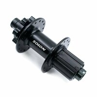 Втулка задняя Solon DH909TR 32H DISC M12*142mm, ось12мм, черная, крепл. IS6, 2промподш, под кассету 9\10