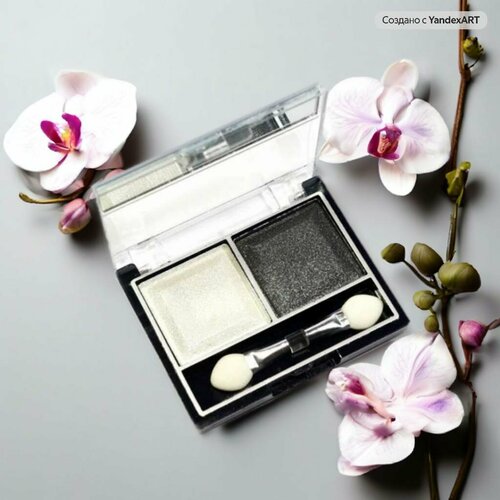 Тени Mild двухцветные, D-5022 №01, черный+белый, перламутровые