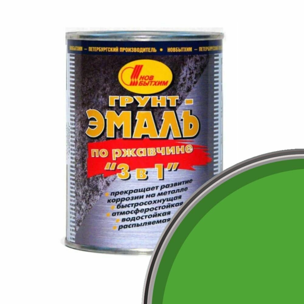 Грунт-эмаль на ржавчину 3 в 1 Новбытхим темно-зеленая 20 л.