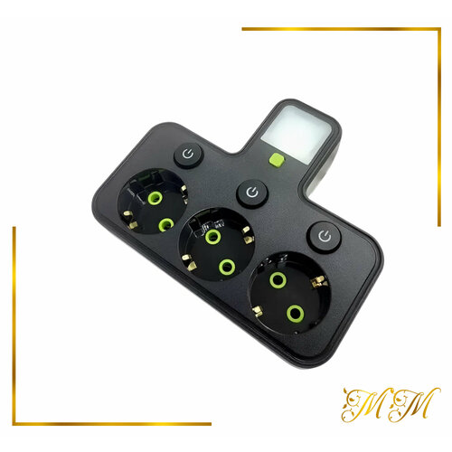 Тройник разветвитель для дома и офиса с 3 розетками, 2 USB и Type-C