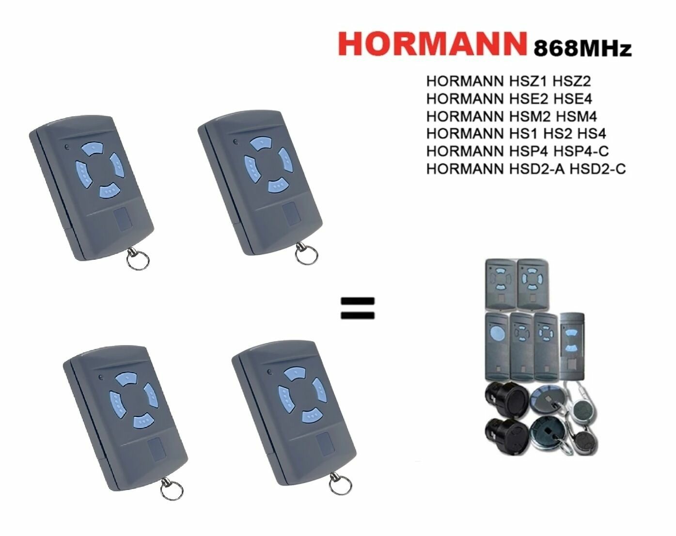 Пульт для ворот и шлагбаумов HORMANN HSM4 868 Мгц, брелок передатчик Хорман 4 штуки