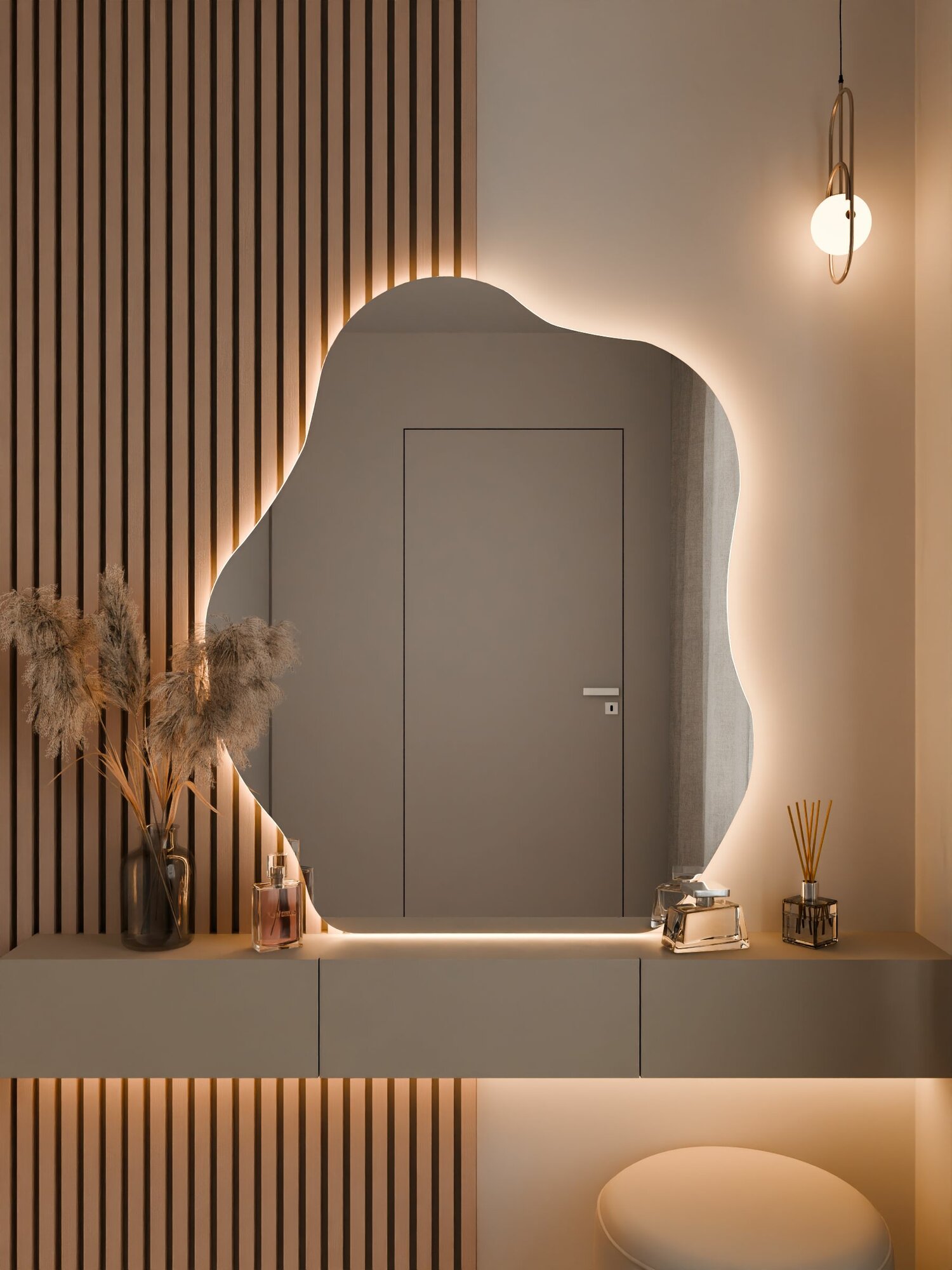 Зеркало настенное фигурное с подсветкой М3 CLOUD MIRROR 110х95 см. теплый свет 3000К