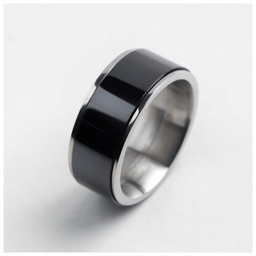 Кольцо , нержавеющая сталь, размер 17, черный